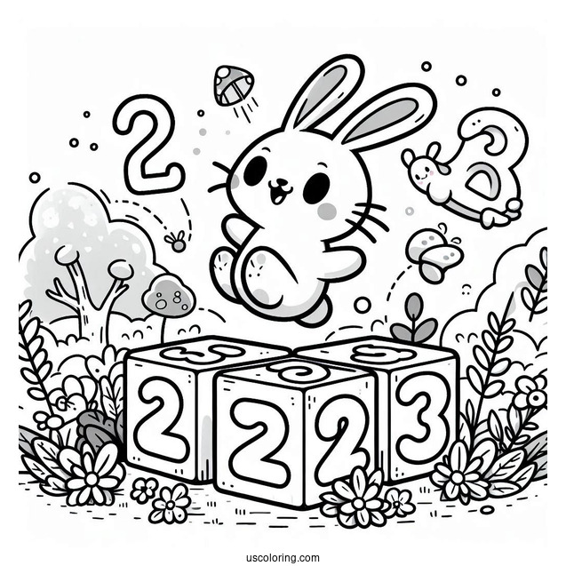 Numberblocks Coloring Page 2 Jumping