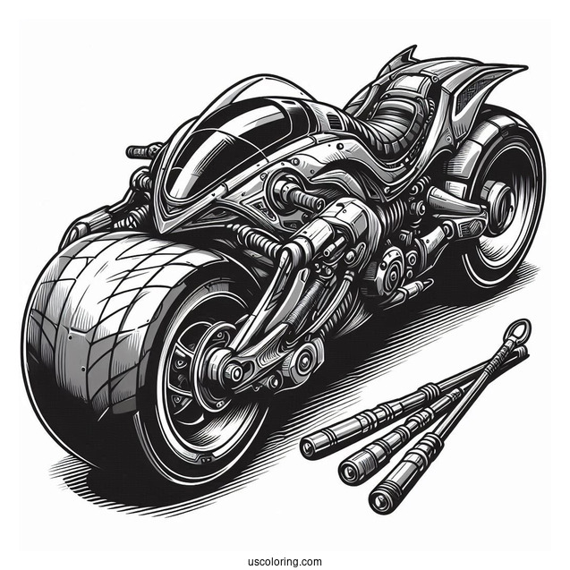 Batpod Motorcycle From Dark Knight Coloring Sheet