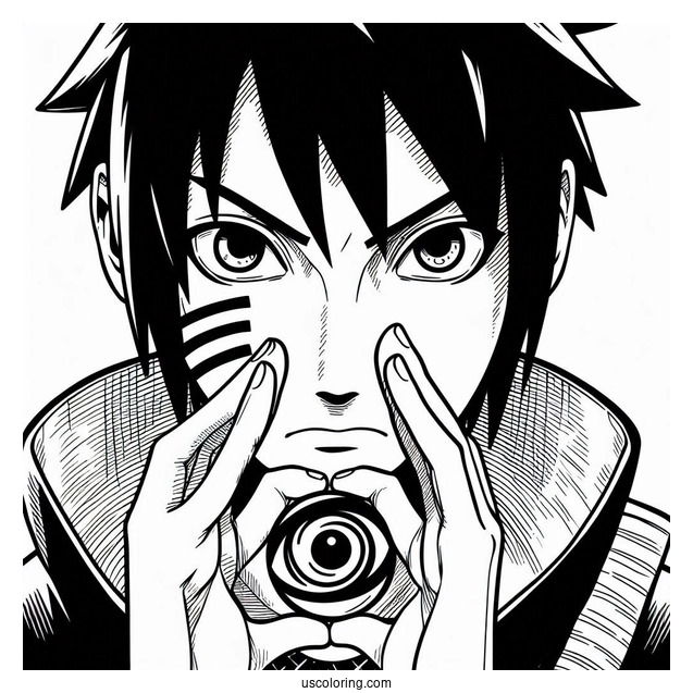 Sasuke Coloring Page Using Sharingan In Shippuden