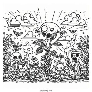 Full Page Of Zombies Battling The Plants