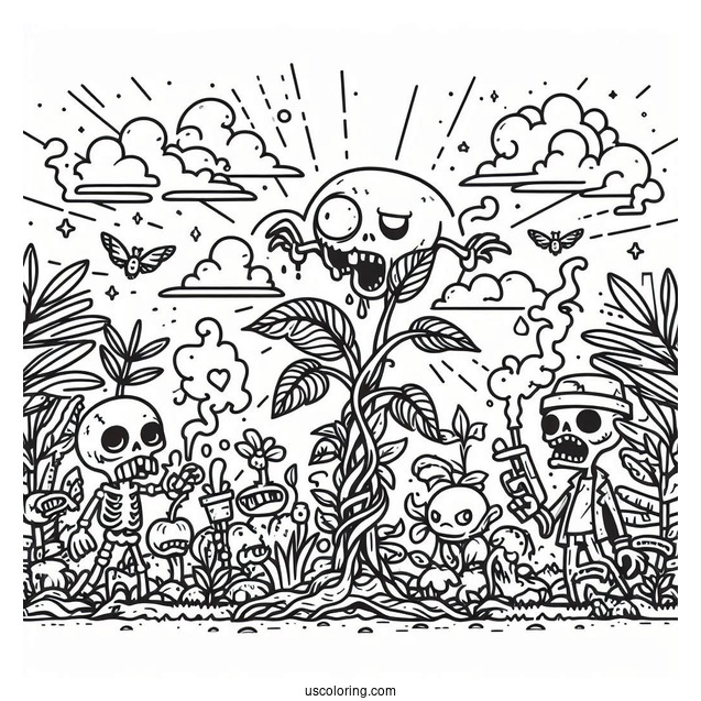 Full Page Of Zombies Battling The Plants