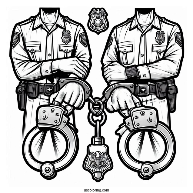 Police Handcuffs Coloring Sheet
