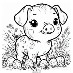 Baby Spotted Piglet In a Field