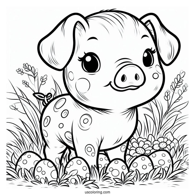 Baby Spotted Piglet In a Field