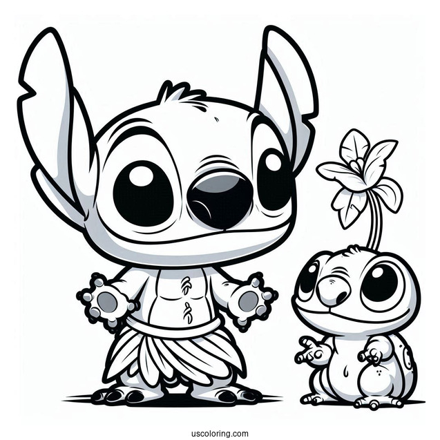 Funko Pop Stitch With Frog On Head To Color