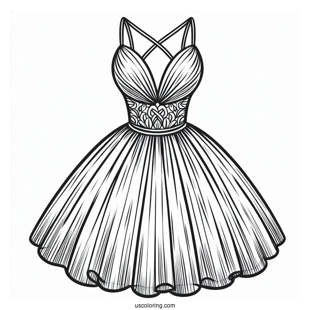 Dress Coloring Page Of Strappy Ball Down With Plunging Neckline
