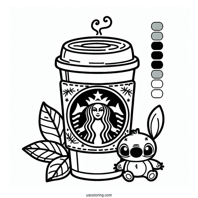 Starbucks Coloring Page Of Ohana Coffee Logo With Stitch