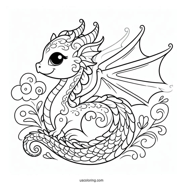Coloring Page Of a Dragon For Toddlers