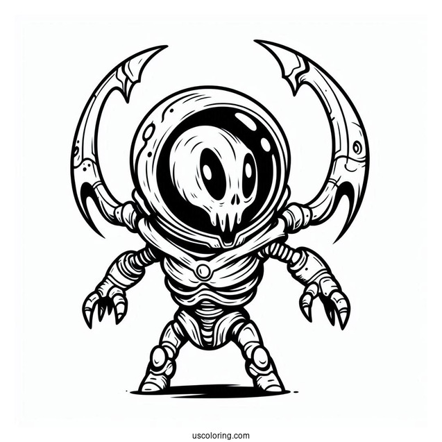 Evil Alien Robot Coloring Sheet