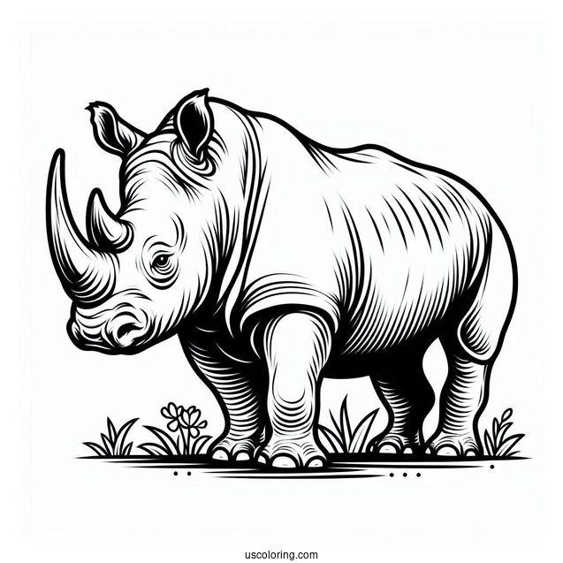 Simple Outline Of a Rhino To Color