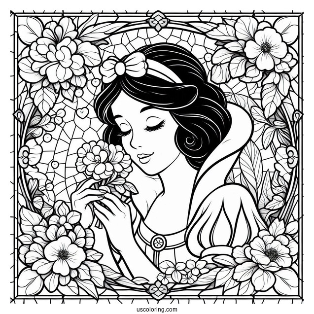 Beautiful Snow White Coloring Pages Stained Glass