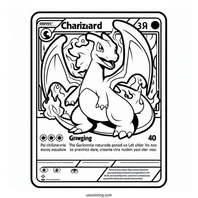 Charizard Fireblast Pokemon Card Coloring Page