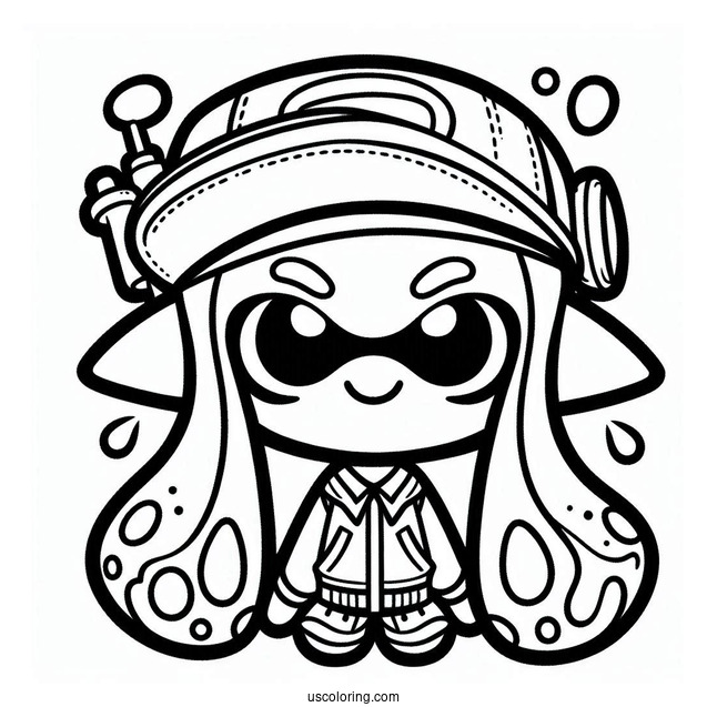 Easy Splatoon Coloring Page Of Squid For Preschoolers