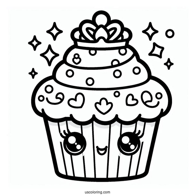 Outline Of Kawaii Cupcake Princess Shopkins