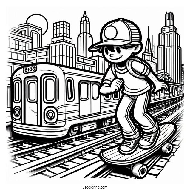 Detailed Subway Surfers Coloring Page Poster