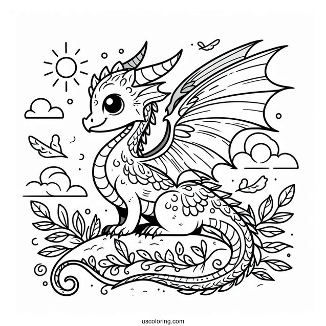 Easy To Color Dragon For Kids