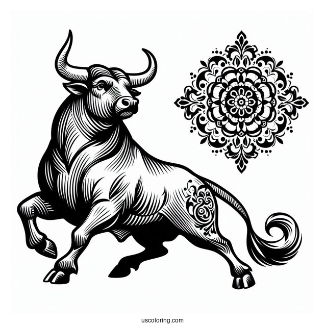 Spanish Bull Fighting Toro Coloring Page