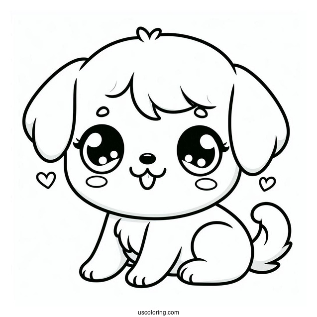 Cute Cartoon Puppy Coloring Page For Kids