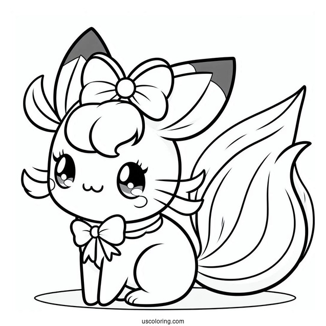 Simple Pochacco Coloring Page With Bow On Tail For Preschoolers