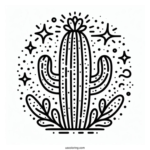 Abstract Cactus Coloring Page