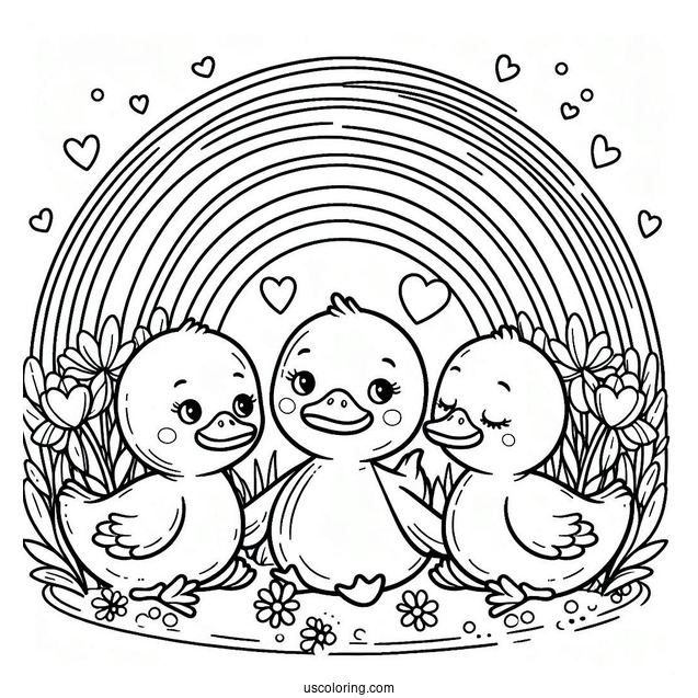 Three Cool Ducks Under A Rainbow