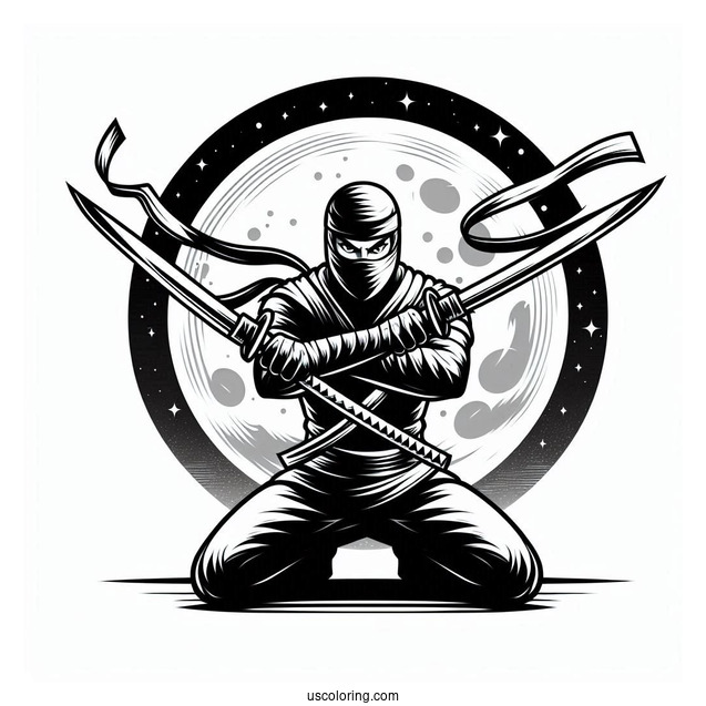 Ninja Fighting Using Two Swords