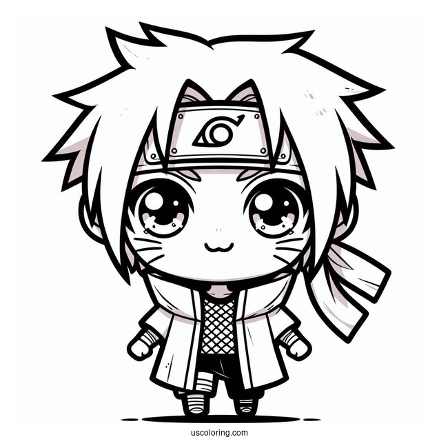 Naruto Coloring Page of Kawaii Uchiha Sasuke For Kids