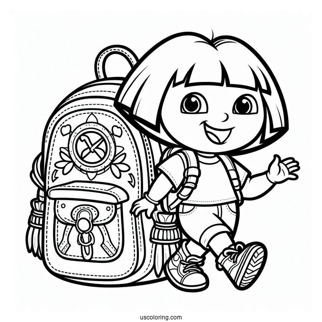Coloring Page Of Doras Backpack