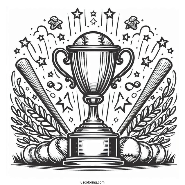 Baseball Coloring Page Of Champions Trophy Celebration