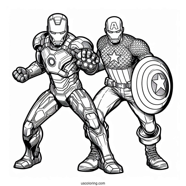 Iron Man Vs Captain America Coloring Sheet