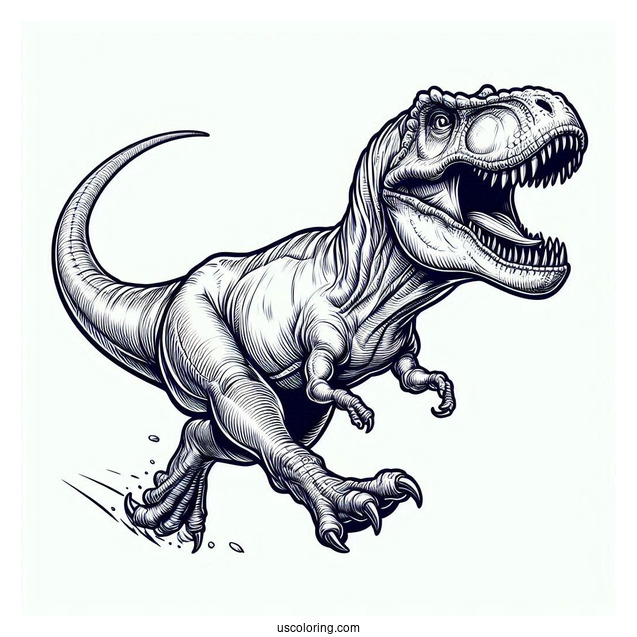 Tyrannosaurus Rex Running With Open Jaw To Color