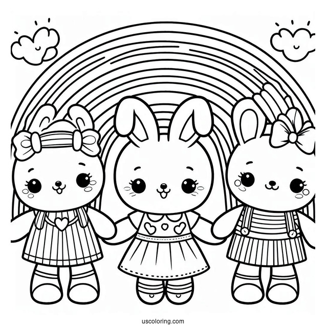 Easy Rainbow Friends Coloring Page Red, Green, Yellow, And Purple