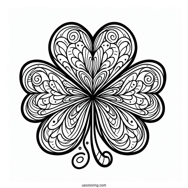 St. Patrick's Day Coloring Page Of Simple Clover Mandala