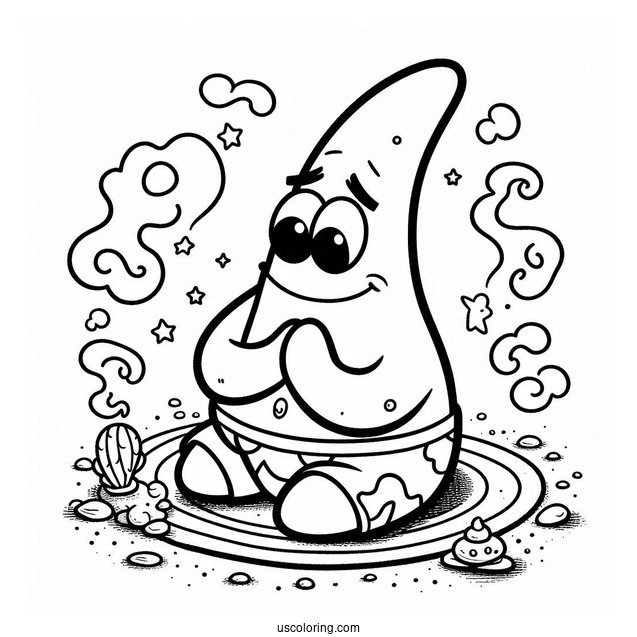 Patrick Star Coloring Page Kneeling On The Ground