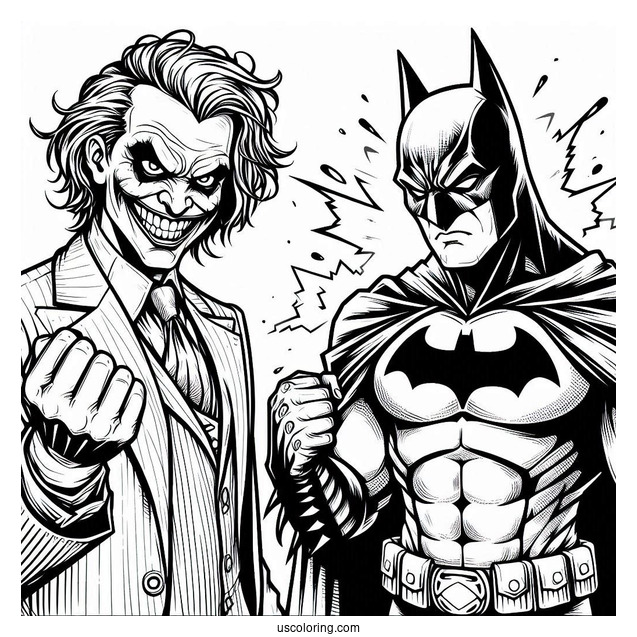 Detailed Joker Vs Batman Coloring For Adults