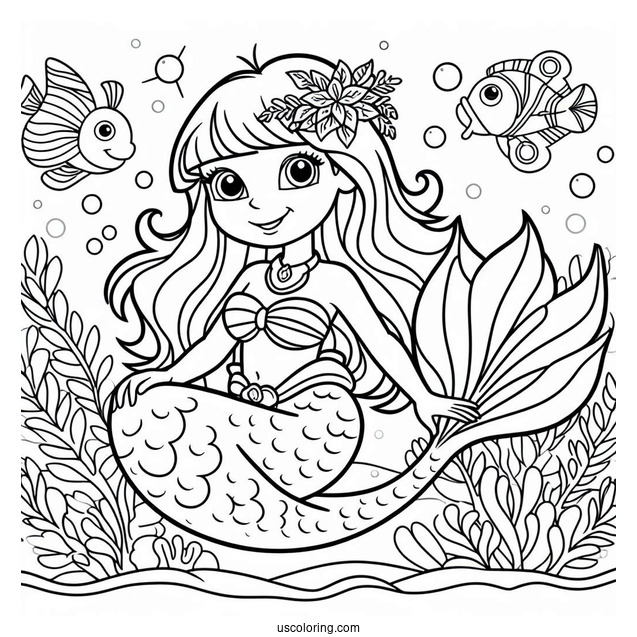 Princess Mermaid Dora Coloring Sheet