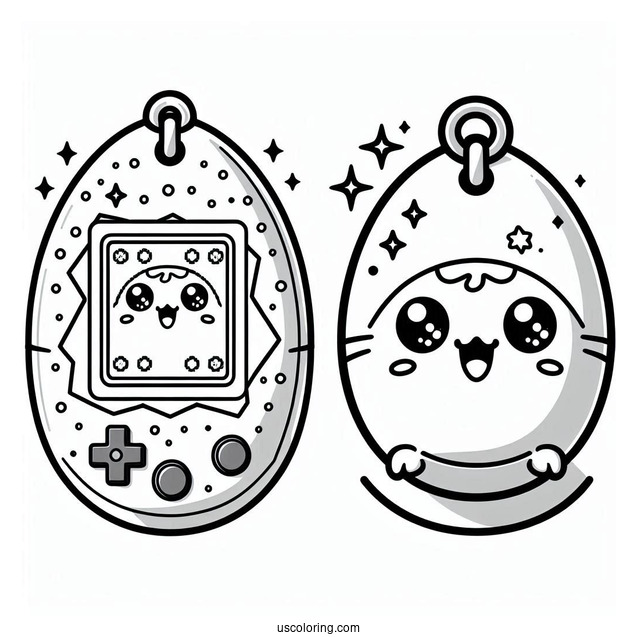 Tamagotchi Coloring Pages Game Console