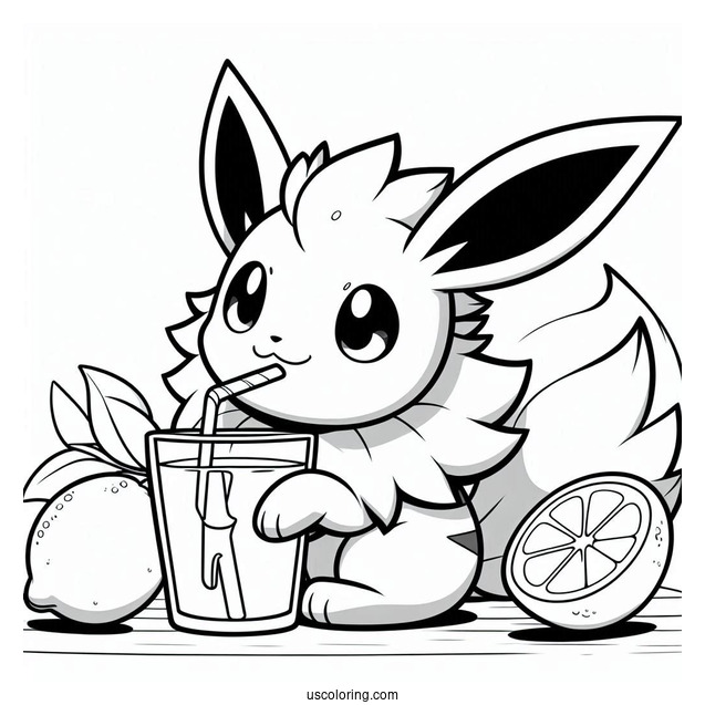 Jolteon Coloring Page Drinking Lemon Tea For Kids
