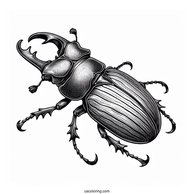 Stag Beetle Coloring Page With Textured Exoskeleton