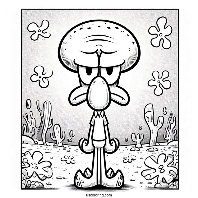 Unhappy Squidward Coloring Page