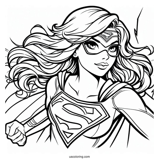 Easy Supergirl Coloring Page With Flash Outline