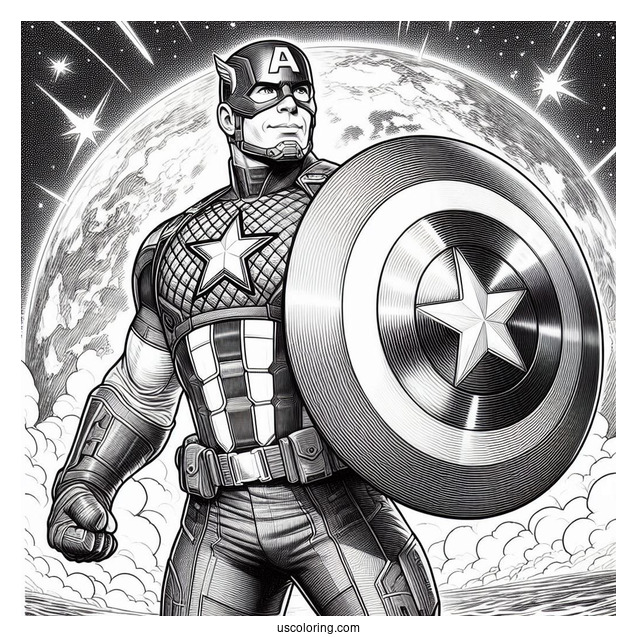 Detailed Captain America Holding Vibranium Shield