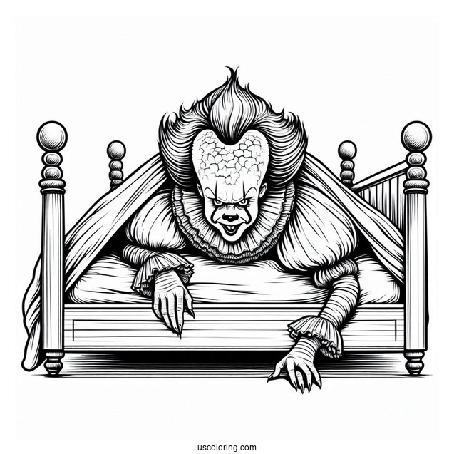 Pennywise Crawling Out A Bed Coloring Page