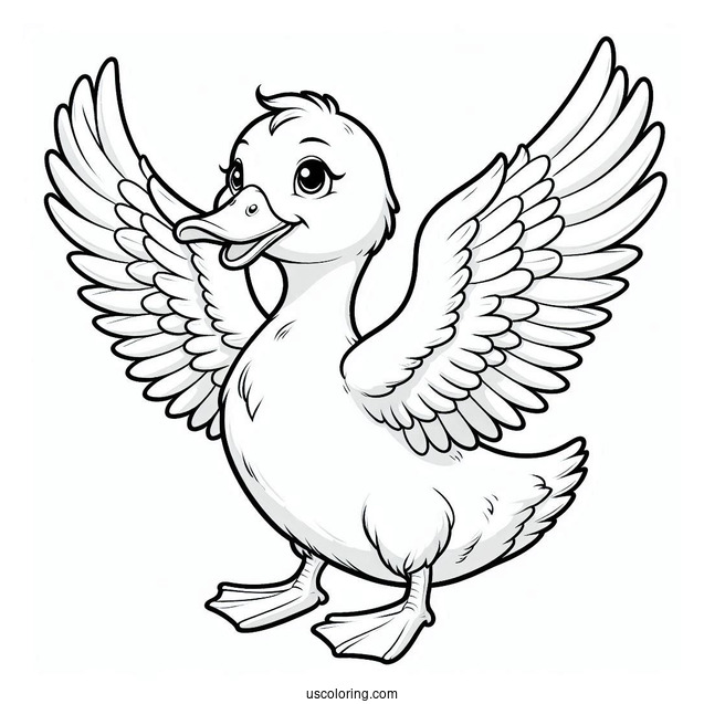 Duck With Wings Open Ready To Fly