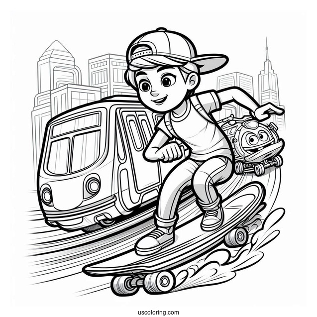 Subway Surfers Coloring Page Alicia Racing Jake