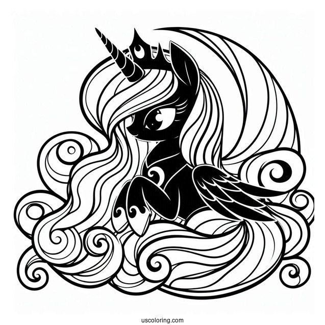 Princess Luna Coloring Page With Nightmare Moon Alter Ego For Kids