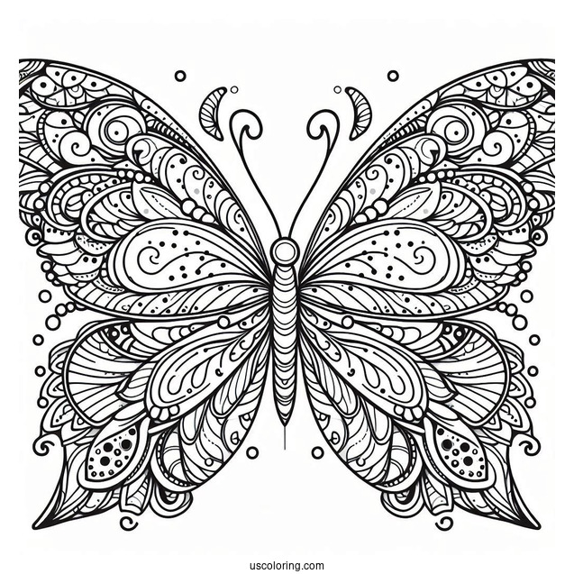 Intricate Butterfly Coloring Page Mandala