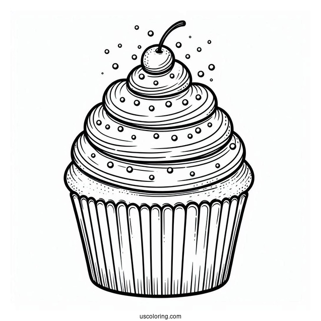 Cupcake With Icing And Sprinkles To Color