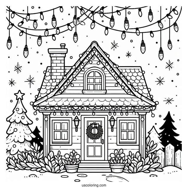 Christmas Lights On House To Color