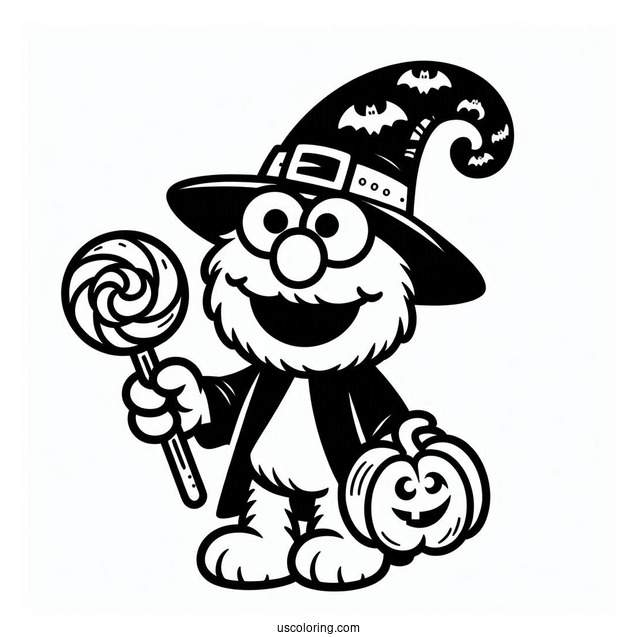 Coloring Page Of Halloween Themed Elmo